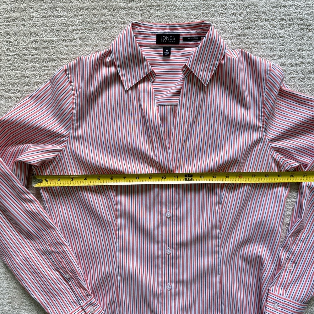 JONES NEW YORK | Orange & White Stripe No-Iron Shirt Sz M - Picture 3 of 4